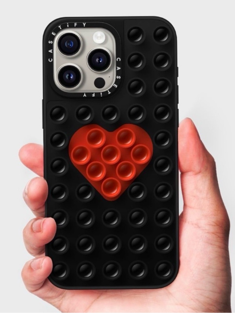 Casetify Black Phone Case with Red Heart Pop-It Design NOT OPENED NEW!